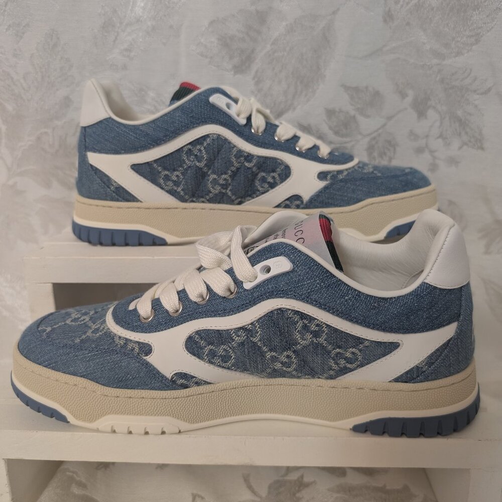 Womens Gucci Sneaker Re-Web Denim & Leather Size 39EU/8.5US BRAND NEW